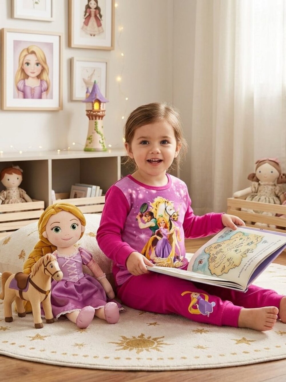 Disney Tangled Rapunzel & Maximus Pajama Set - Magenta Pink PJs